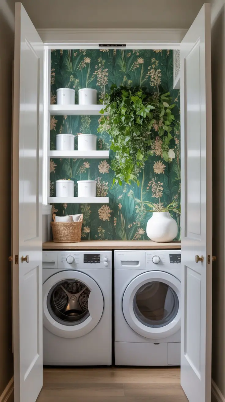 The Wallpapered Accent Interior Closet