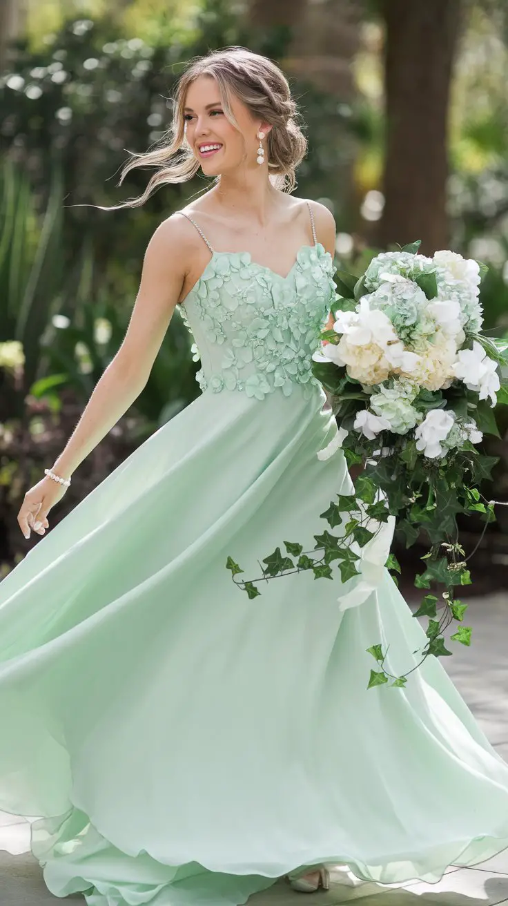 The Whimsical Mint Green A-Line