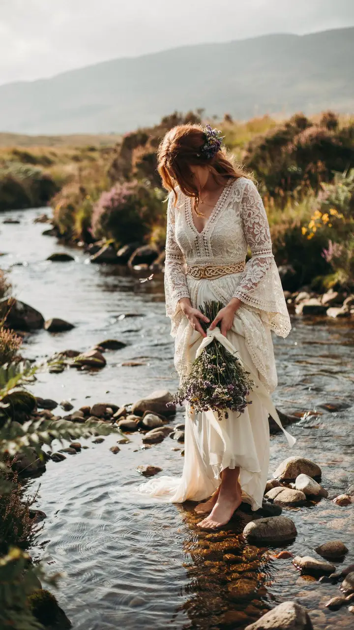 The Whisper-Soft Boho Lace Gown With Celtic Details