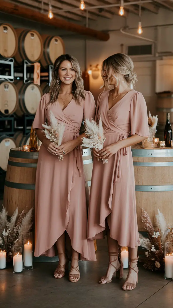 The Wrap Dress in Dusty Rose