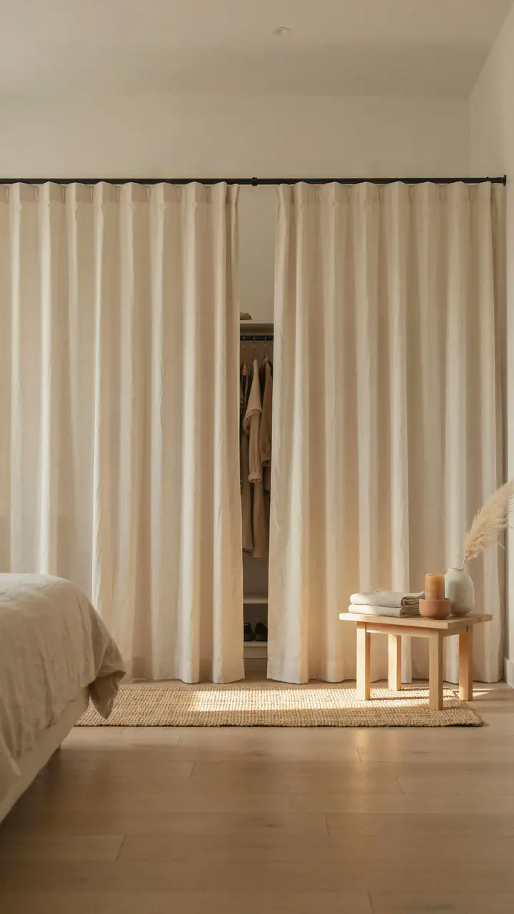 The Zen Wardrobe Corner with Curtain Enclosure