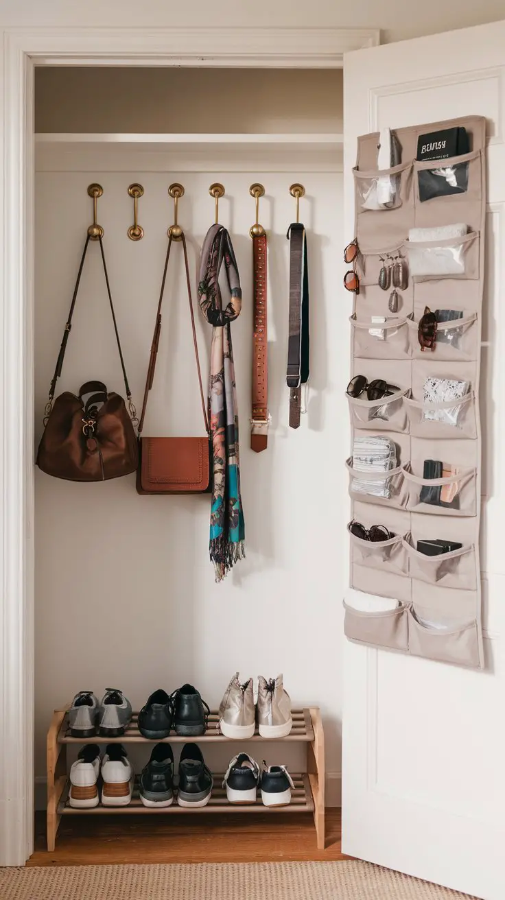 Use the Back Wall for Hooks and Pocket Organizers