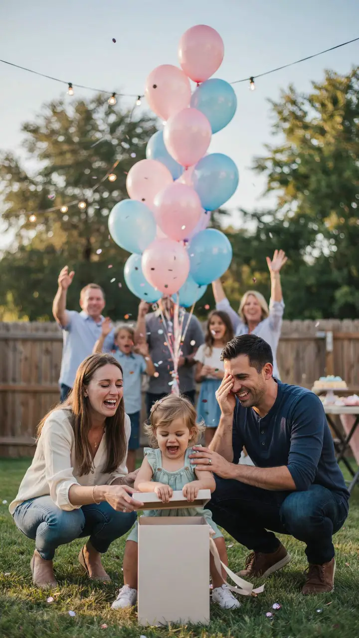 Sibling Opens the Confetti-Filled Balloon Box
