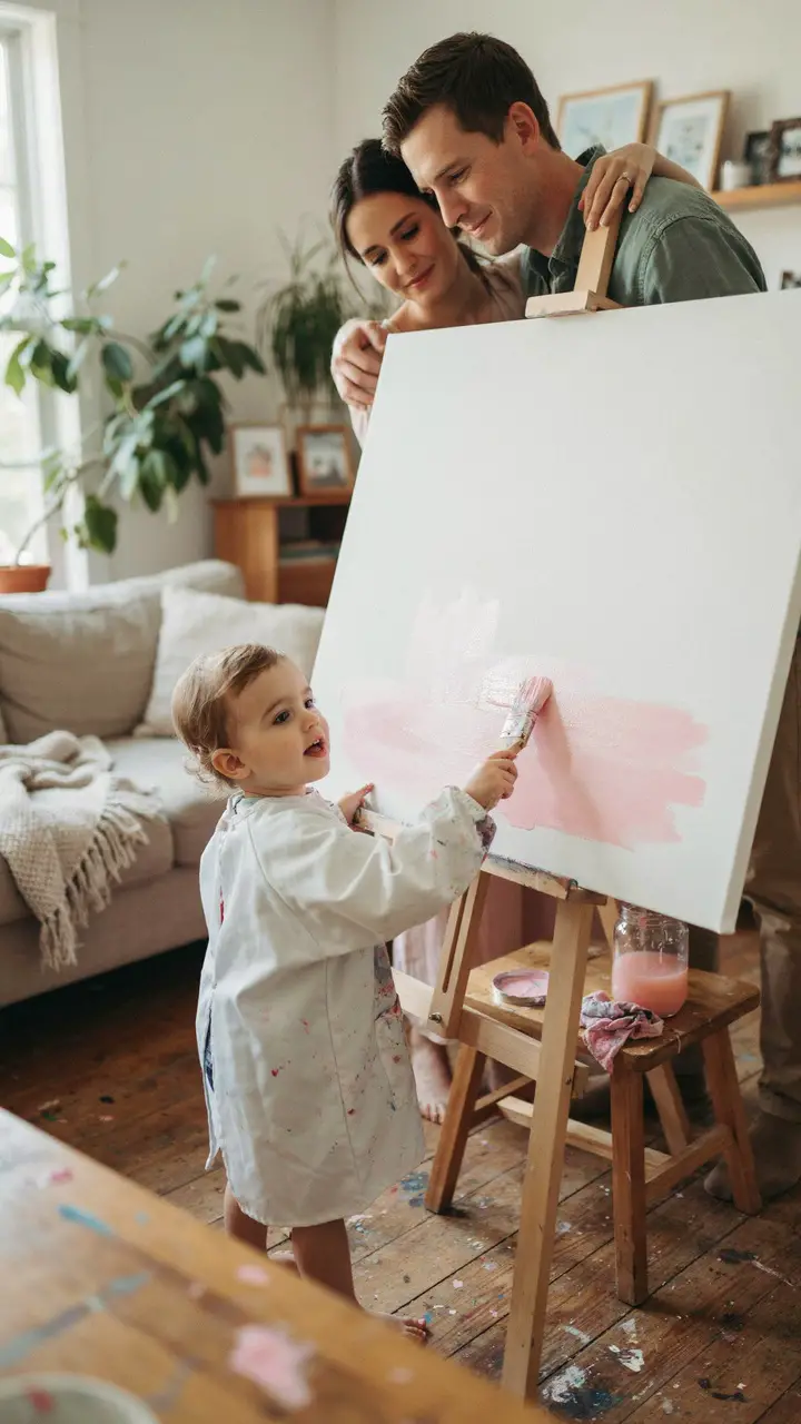 Sibling “Paints” a Canvas to Reveal the Color