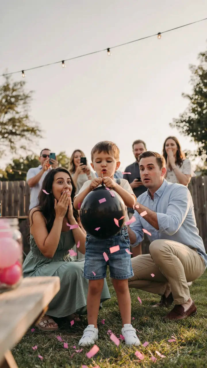 Sibling Pops the Giant Confetti Balloon