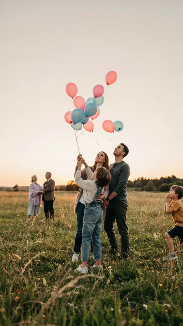 Sibling Releases a Sky Lantern or Balloon Bouquet