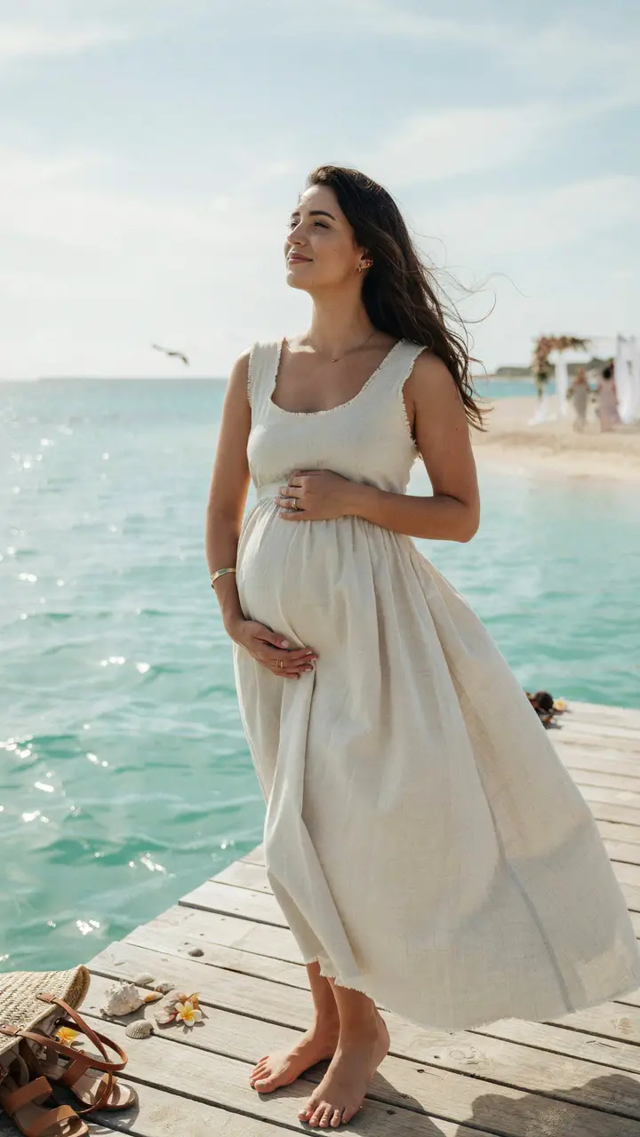 The Destination Wedding Dream Breezy Linen-Blend Maternity Look