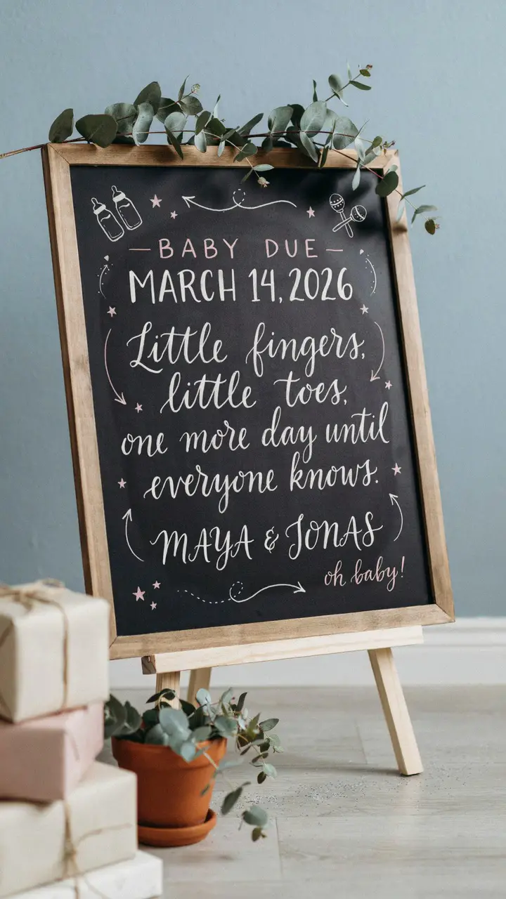A Chalkboard Sign Station with Baby Stats