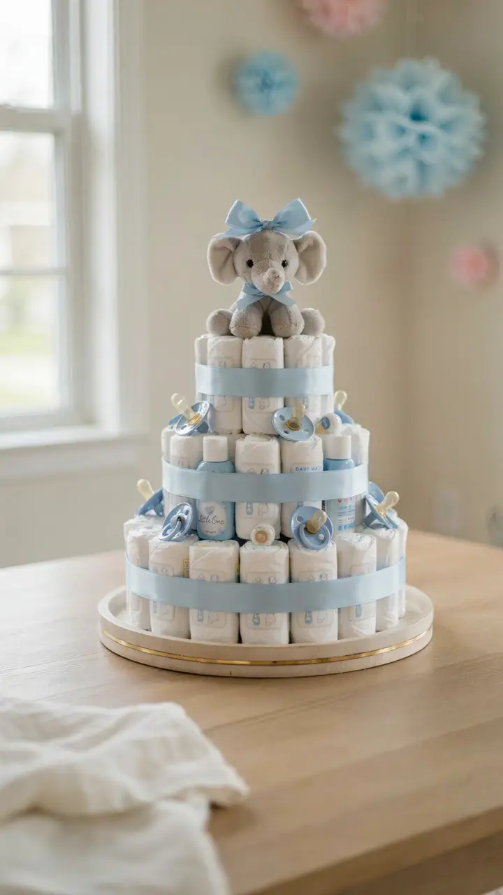 A Diaper Cake Centerpiece