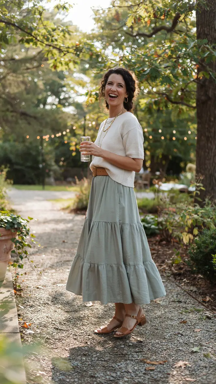 A Flowy Maxi Skirt with a Structured Crop (Below-the-Natural-Waist Length)