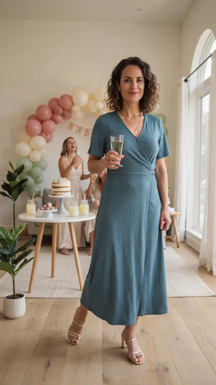 A Wrap Dress in a Solid Jewel Tone