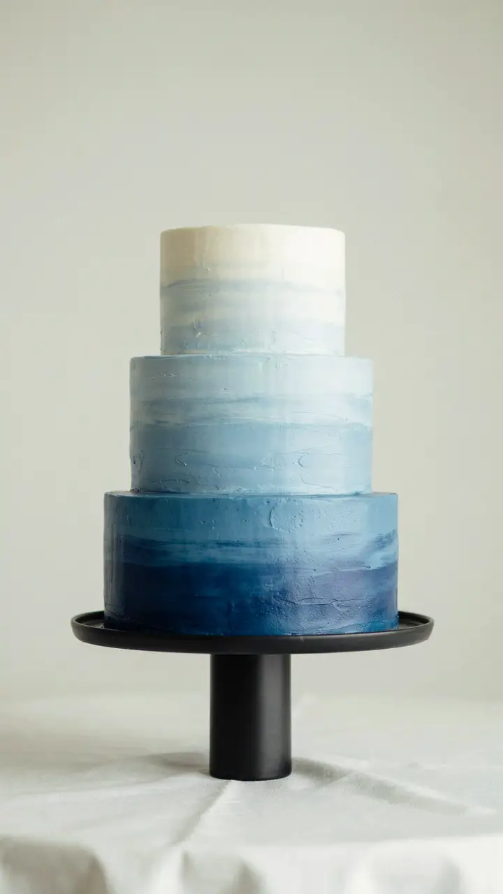 Blue Ombré Buttercream Cake