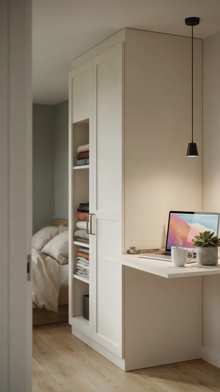 Built-In Corner Wardrobe with Integrated Desk — The Work-From-Bedroom Setup Done Right