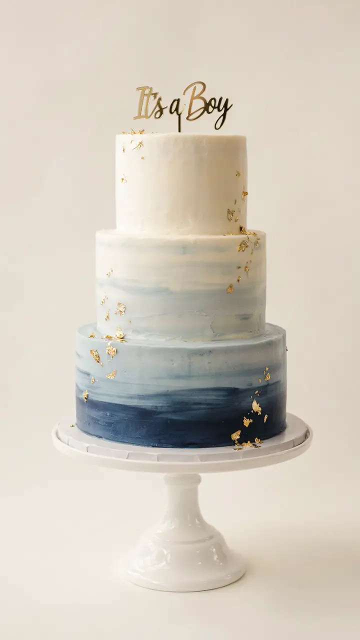 Classic Blue Ombre Buttercream Cake
