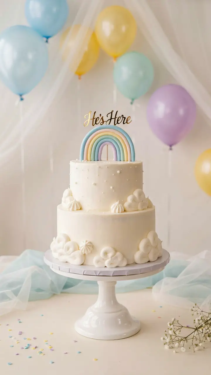 Cloud and Rainbow Buttercream Cake