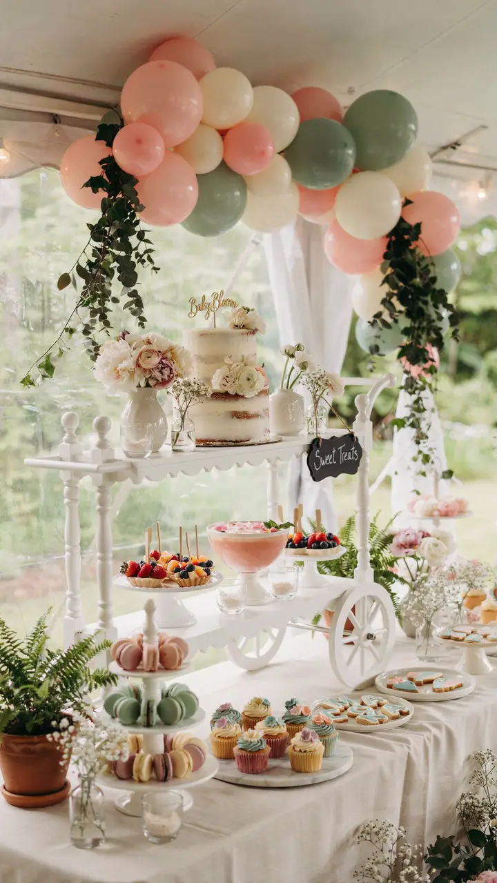 Dessert Table Styled with a Flower Cart