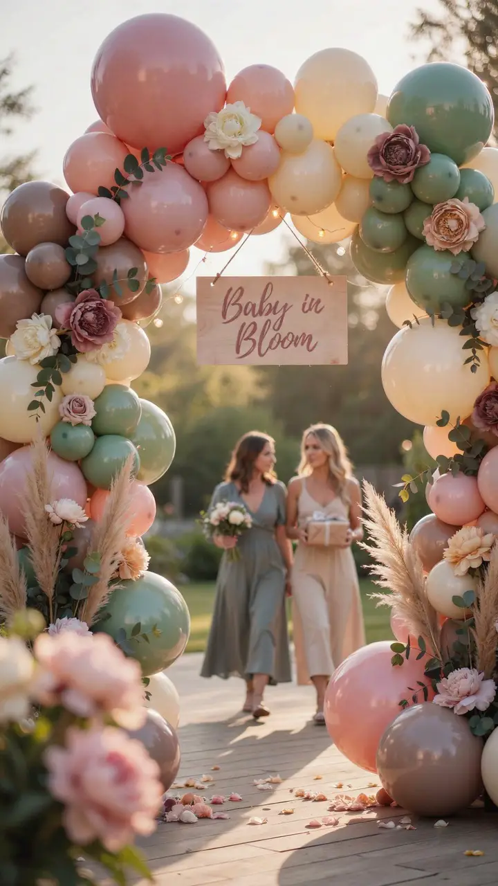 Floral Balloon Garland Arch at the Entrance