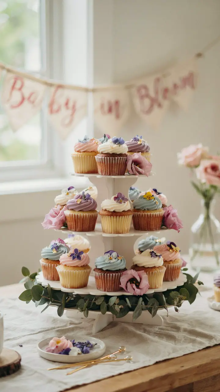 Floral Cupcake Tower Display