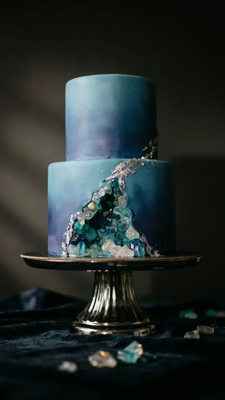 Geode-Inspired Blue Ombre Cake
