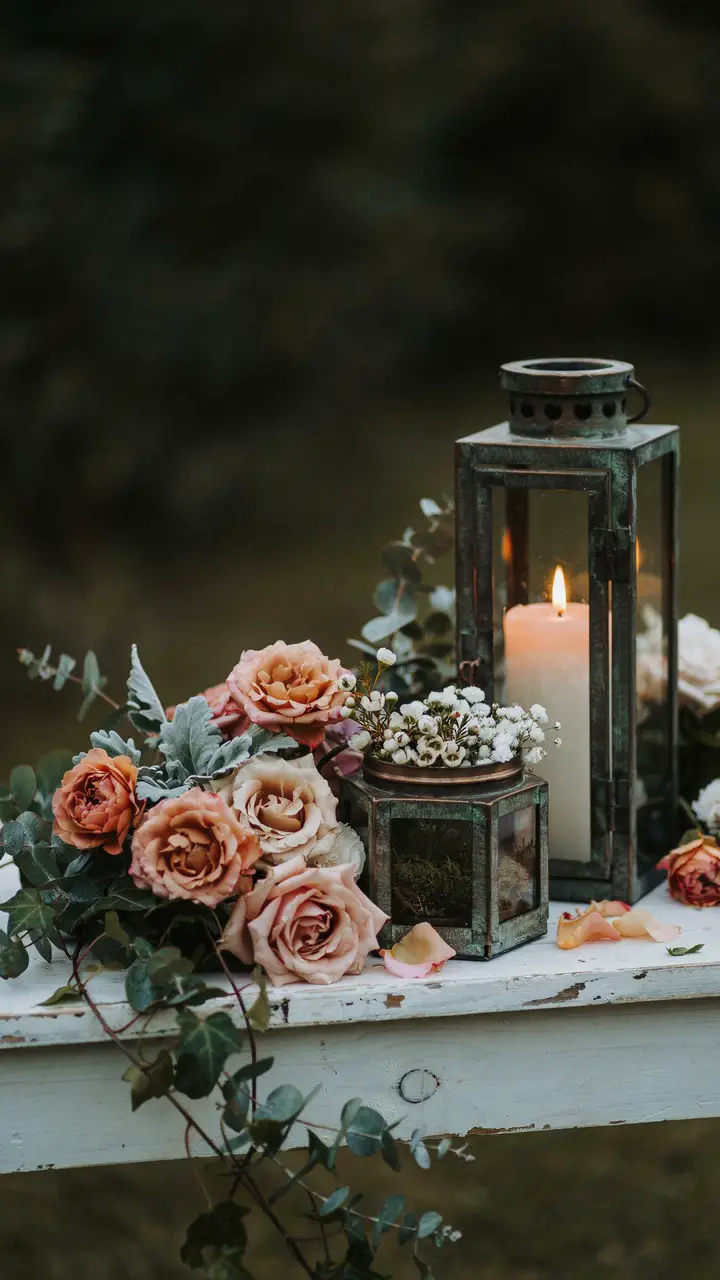 Lantern and Bloom Garden Centerpiece