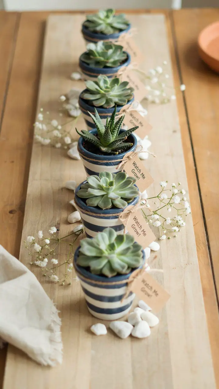 Mini Potted Succulent Favors as Table Décor