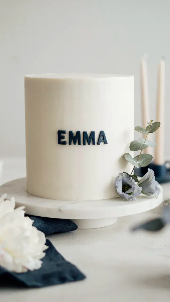 Modern Minimalist Buttercream Cake with Block Letters