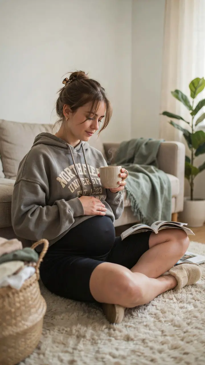Oversized Graphic Hoodie + Biker Shorts (The Cozy Y2K Uniform)