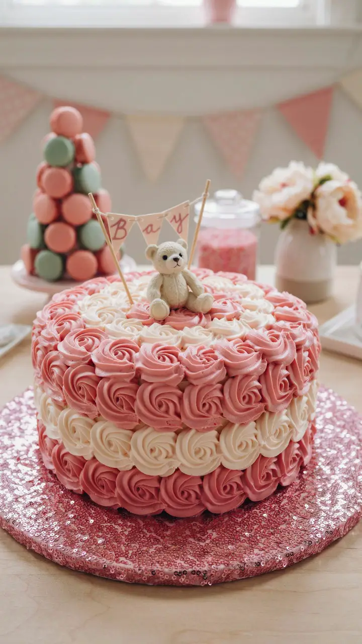 Pink Rosette Swirl Cake