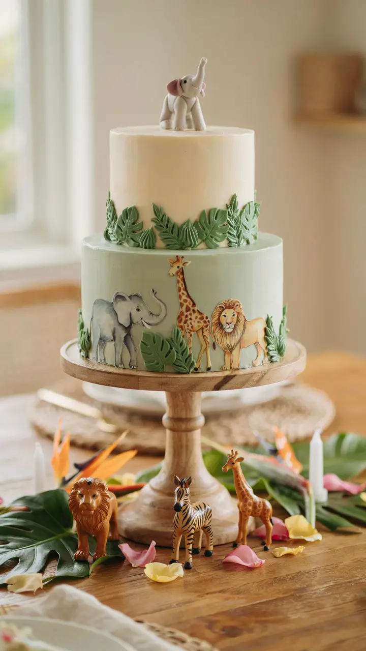 Safari Animal Buttercream Cake