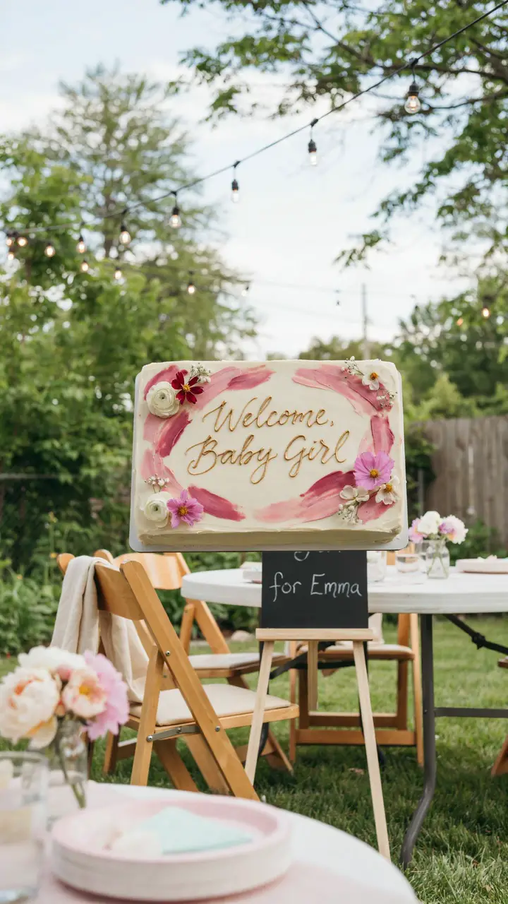 Simple Pink Sheet Cake with Watercolor Frosting