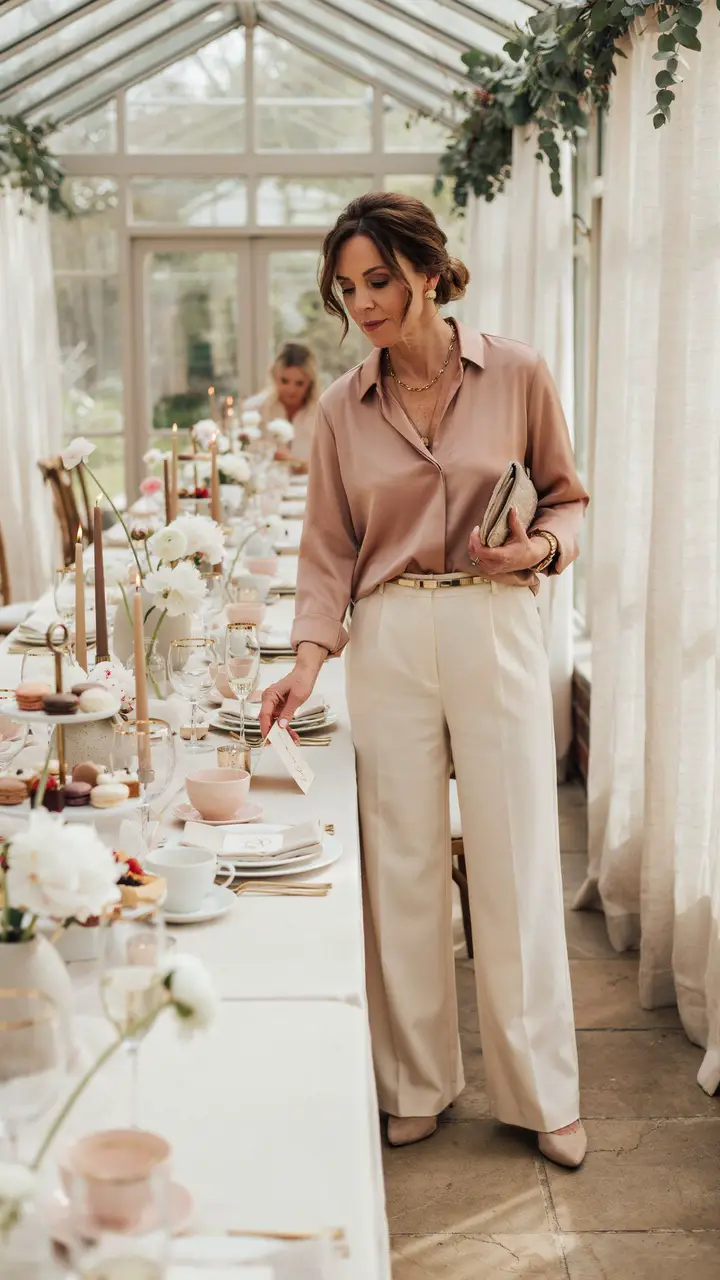 Tailored Wide-Leg Trousers and a Silk Blouse