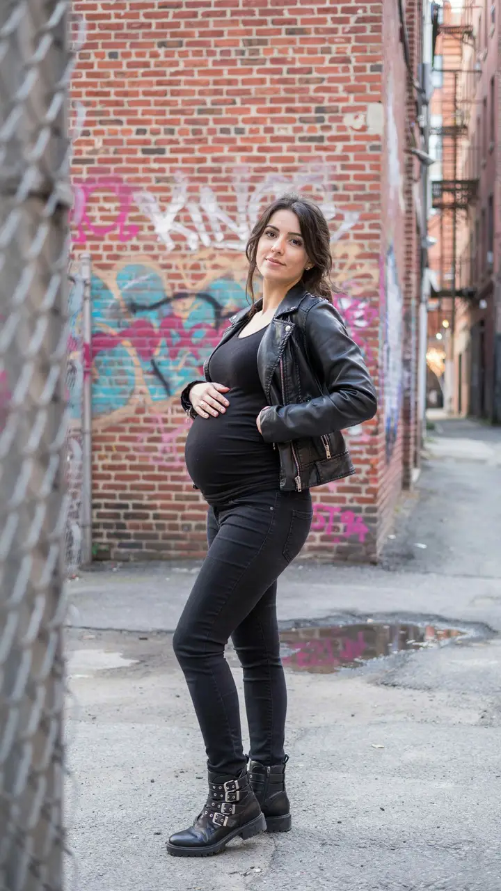 The Classic Moto Jacket + Maternity Skinny Jeans Look