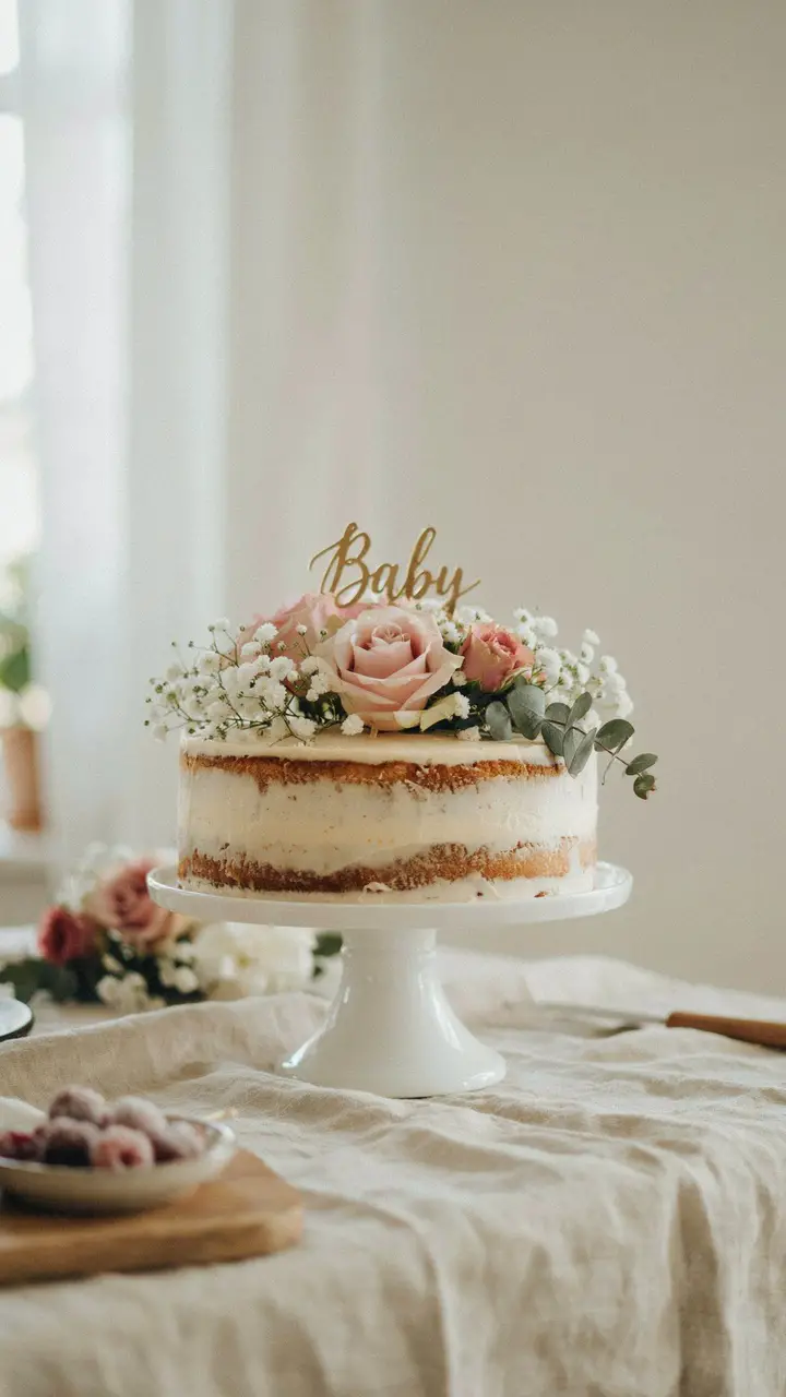 The Classic Naked Cake with Fresh Flowers