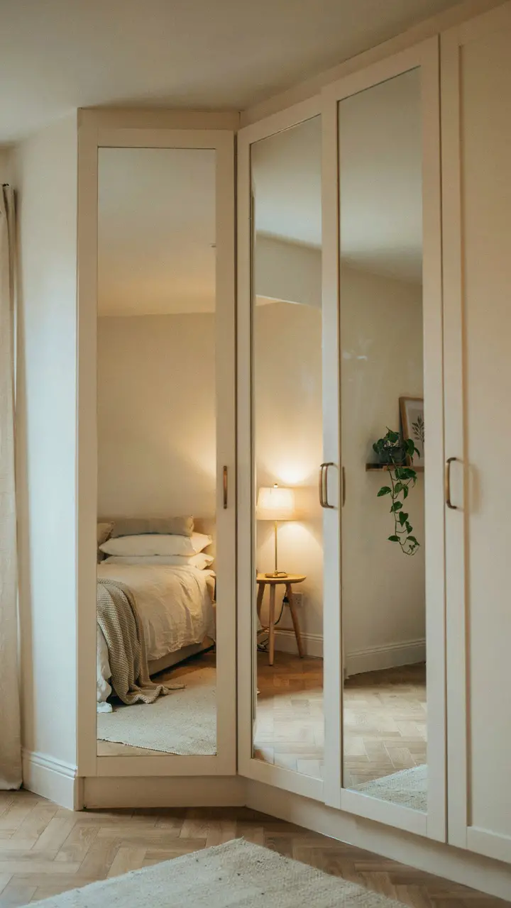The Corner Wardrobe with Mirrored Doors — Small Room’s Best Friend