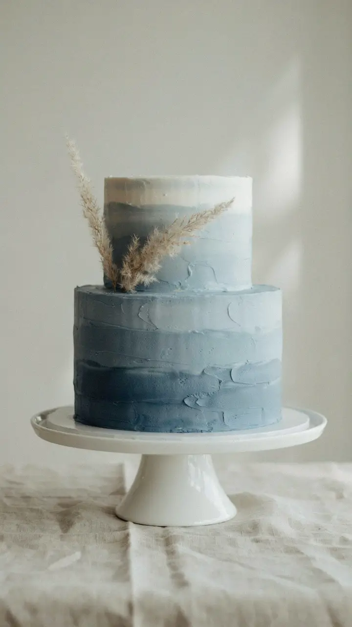 The Dusty Blue Ombre Buttercream Cake
