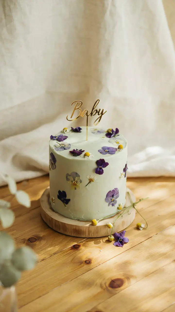 The Floral Pressed Flower Cake