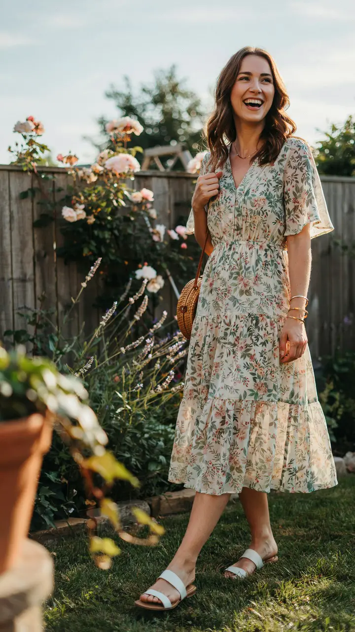 The Floral Tiered Midi Dress