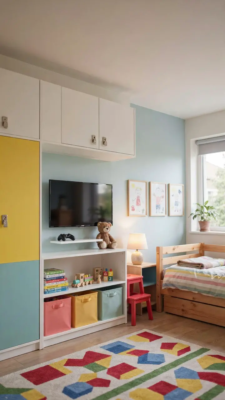 The Kids’ Room Corner Wardrobe with TV Unit (Fun, Functional, and Durable)