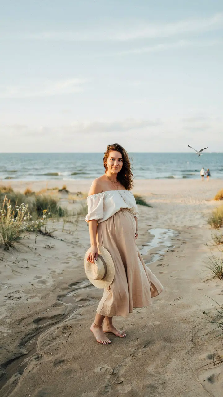 The Linen Maxi Skirt and Off-Shoulder Top