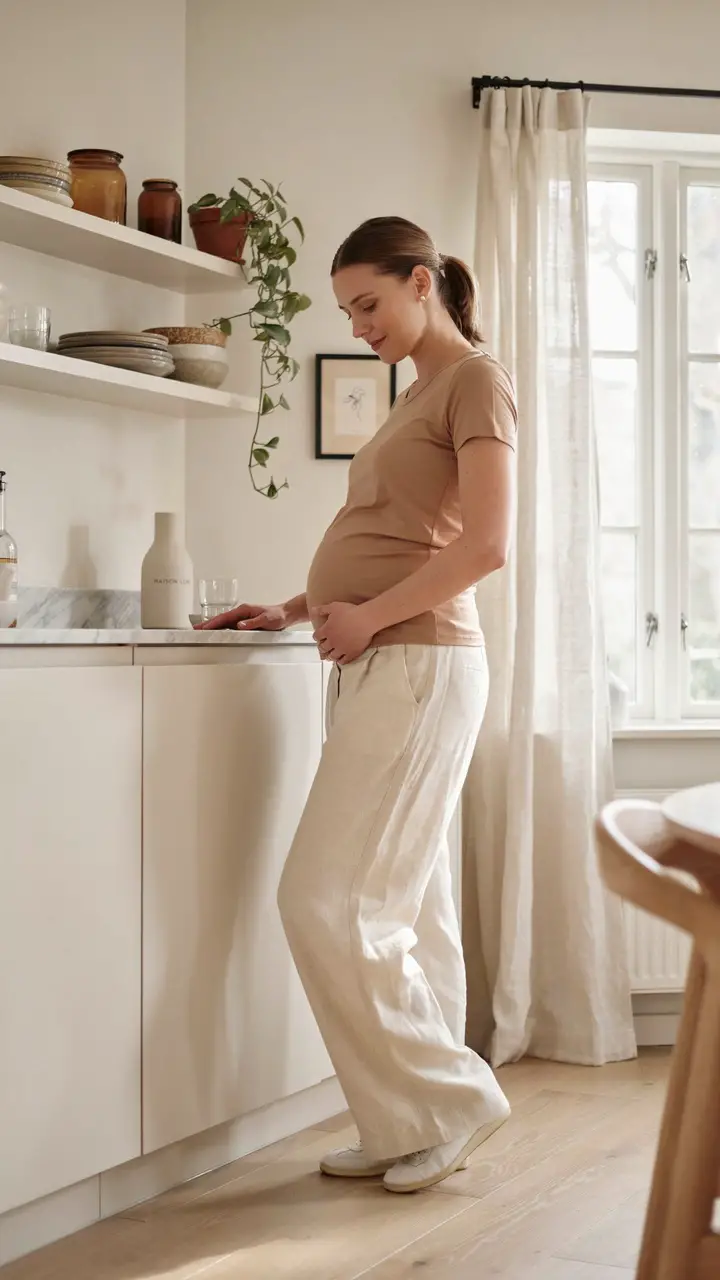 The Linen Wide-Leg Trousers and Fitted Maternity Tee