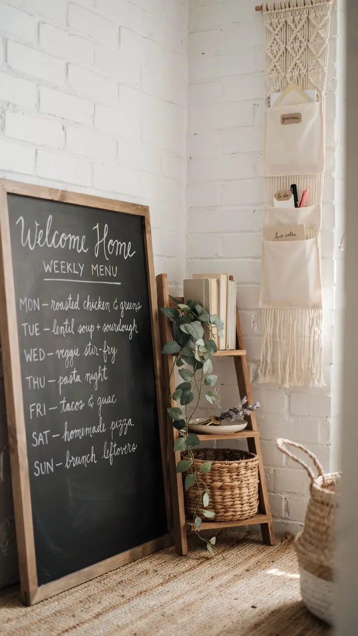 The Macramé-Meets-Chalkboard Corner