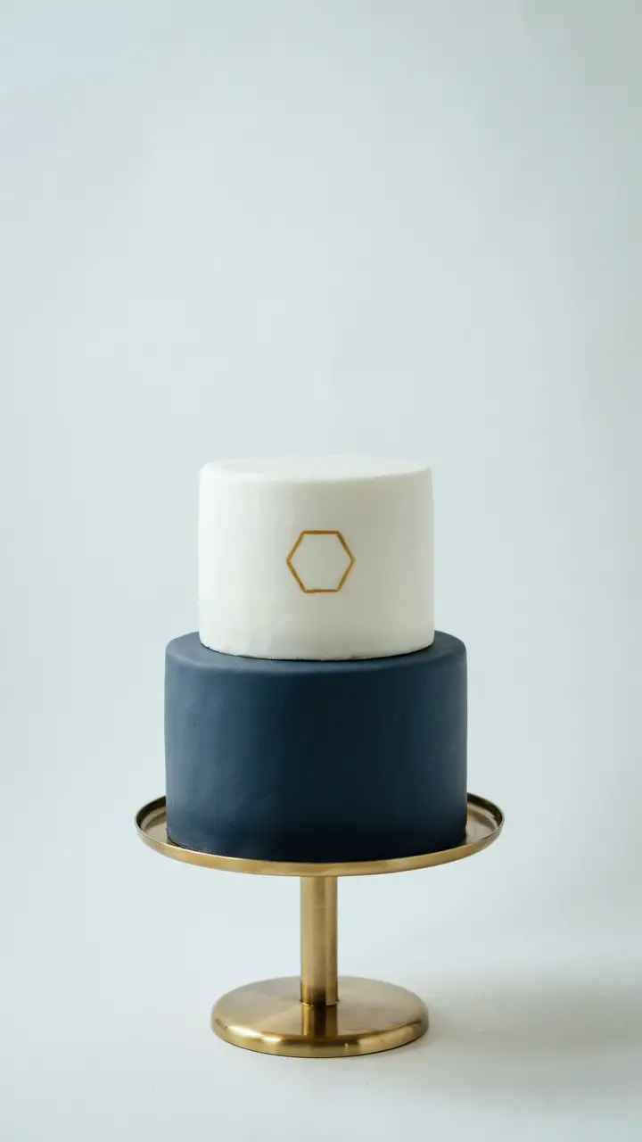 The Navy Blue Geometric Two-Tier Cake