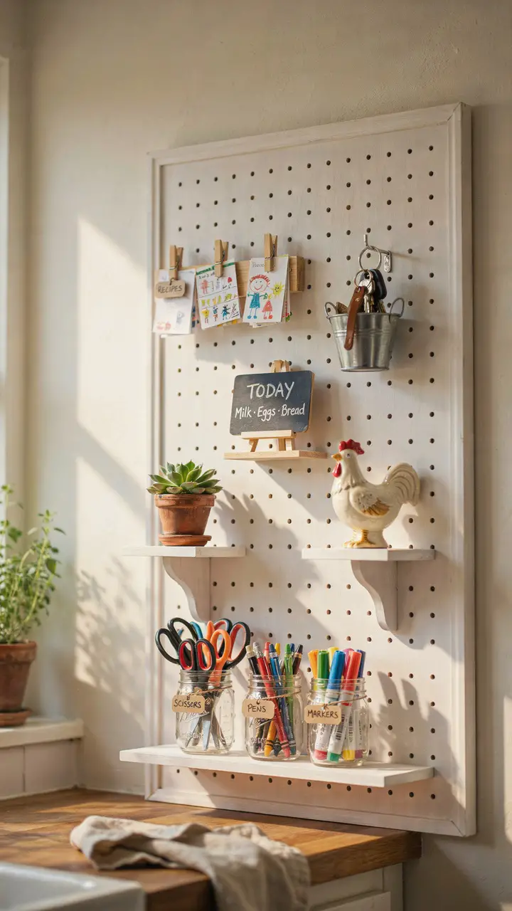 The Pegboard Command Center with Farmhouse Flair