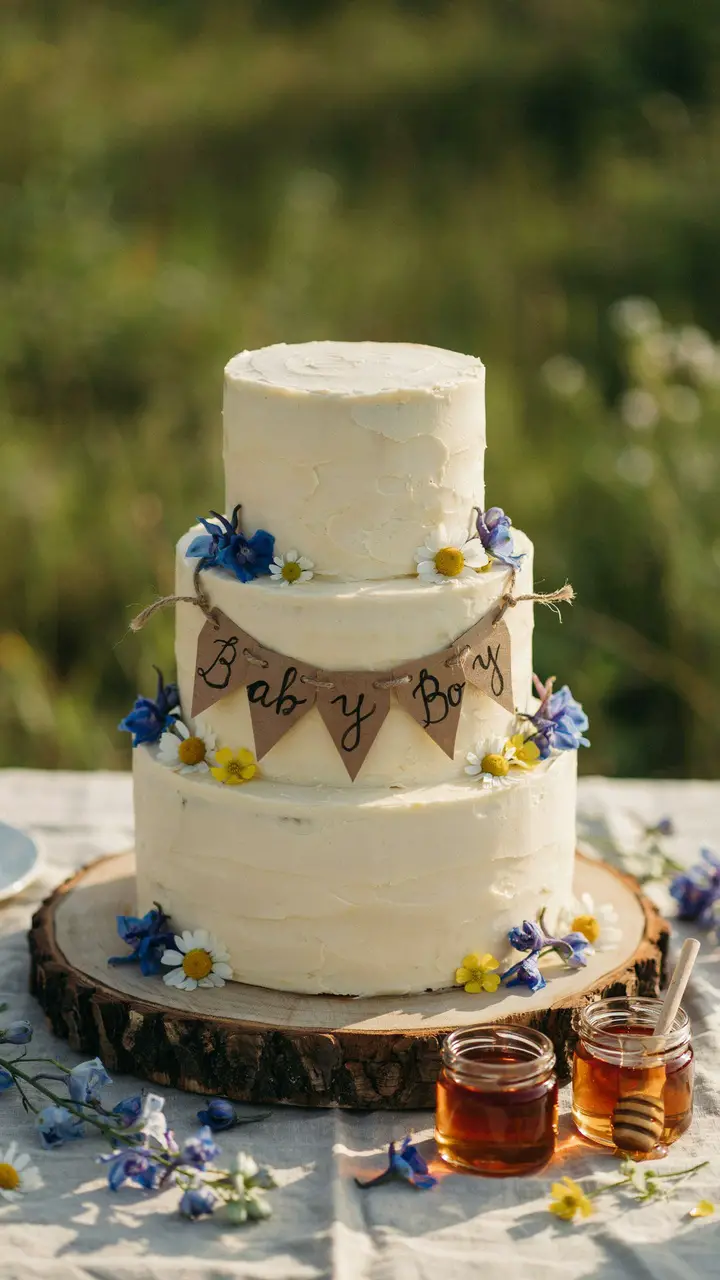 The Pressed Wildflower and Kraft Paper Cake