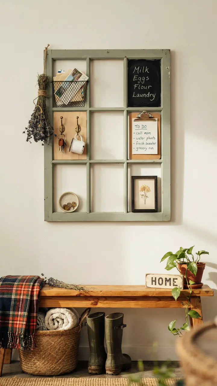 The Repurposed Window Frame Organizer