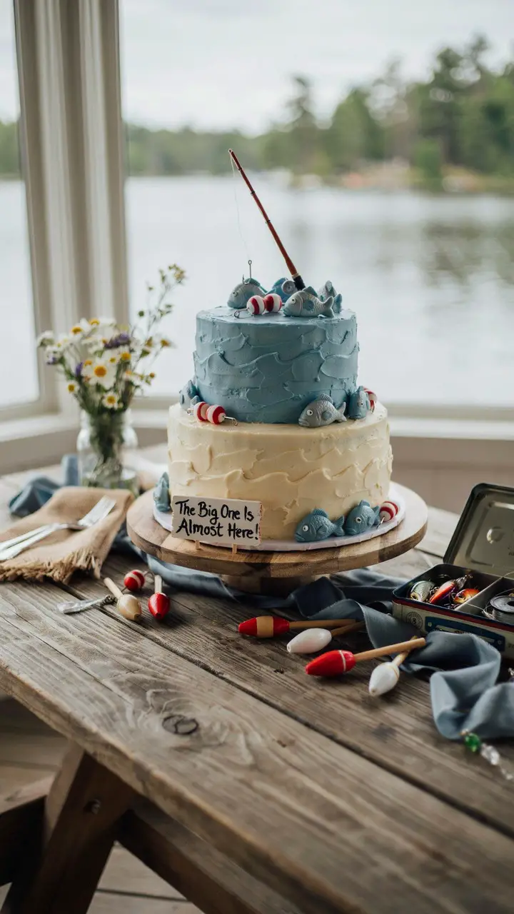 The Rustic Fishing Theme Cake