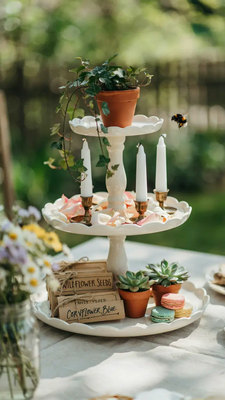 Tiered Cake Stand Floral Display (No Cake Required)