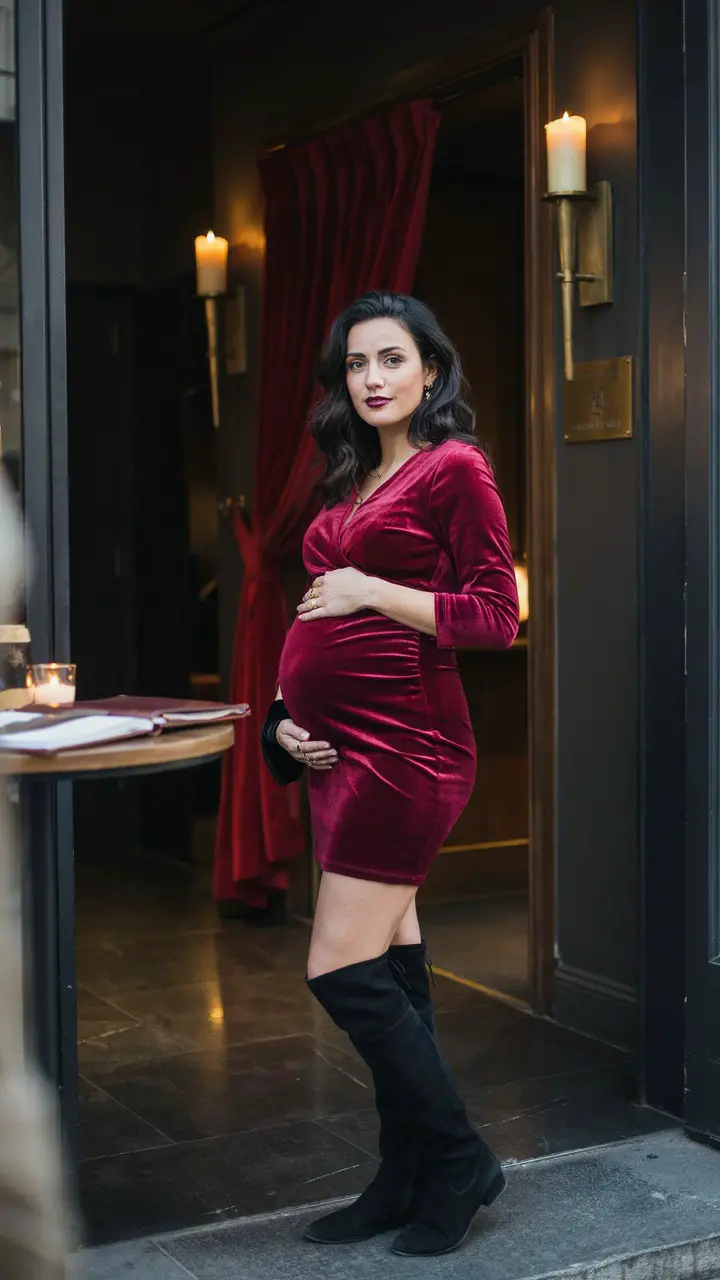 Velvet Mini Dress + Over-the-Knee Boots