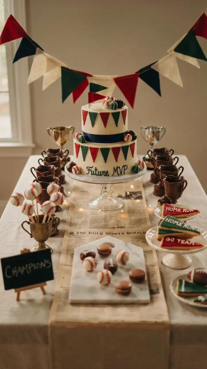 Vintage Sports Pennant Table