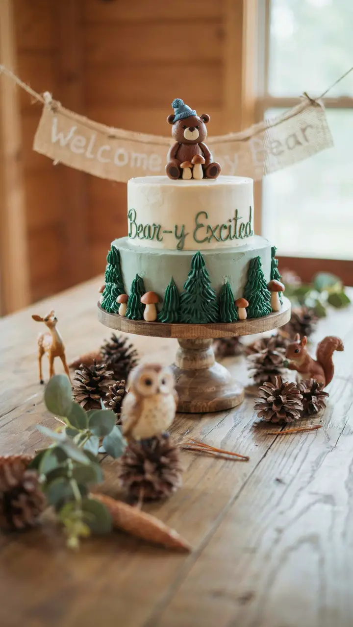 Woodland Bear Buttercream Cake